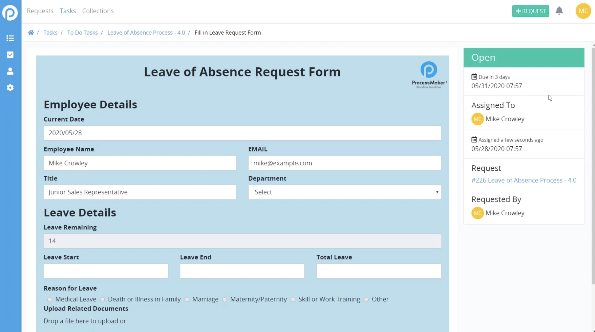Running a Leave of Absence Request