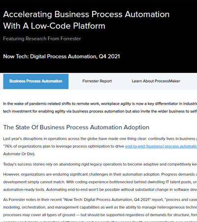 Forrester Report: Digital Process Automation, Q4 2021