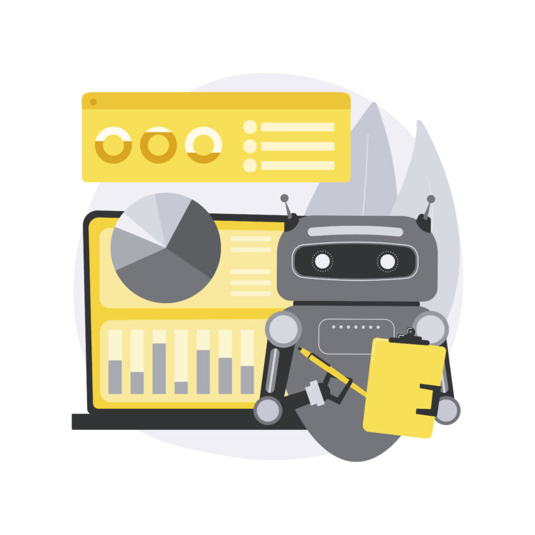 AI-powered marketing tools abstract concept vector illustration. AI-powered research, marketing tools automation, e-commerce search, customer recommendation, machine learning abstract metaphor.